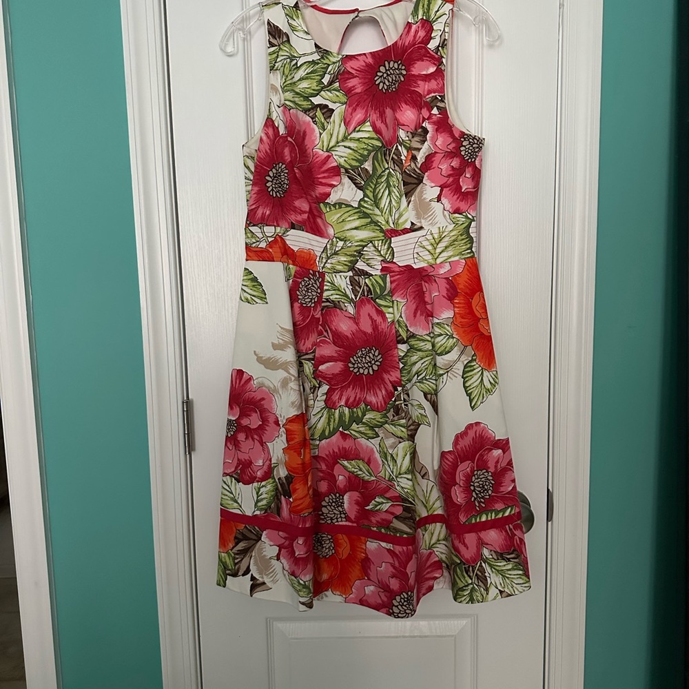 Eliza J Floral Dress in Pink and Green Women’s size 8